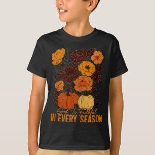 Camiseta Deus é Fiel em Todas as Estações Outono Cristão Bo