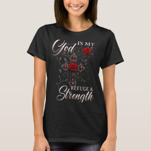 Camiseta Deus É Meu Refúgio E Força Cruz Rosa Fé