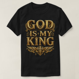 Camiseta Deus É Meu Rei – Cruz Cristã Majestosa Dourada