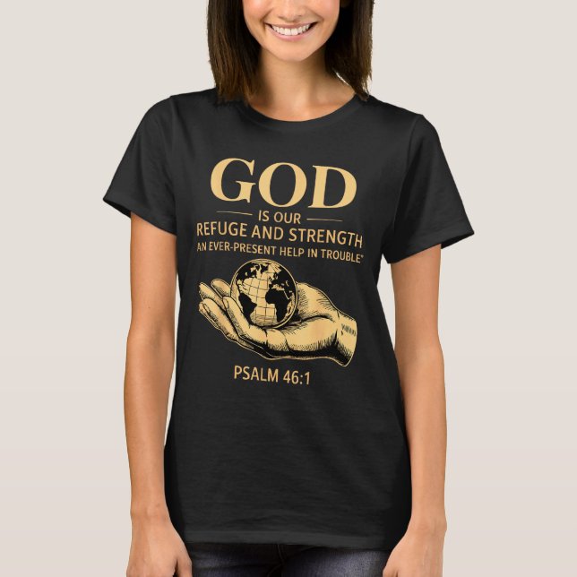 Camiseta Deus É Nosso Refúgio E Força – Salmo 46_1 Cristo (Frente)