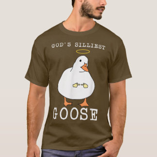 Camiseta Deus é o mais tolo ganso engraçado Shy Goose Meme