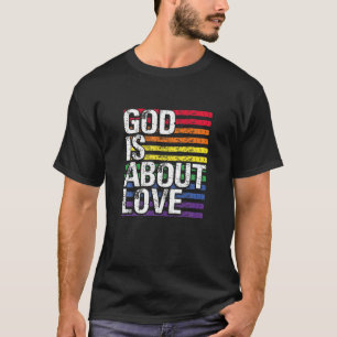 Camiseta Deus é sobre amor LGBT Gay orgulhoso Bandeira do A