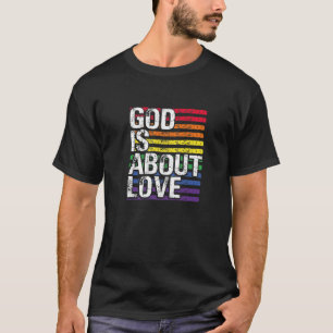 Camiseta Deus é sobre amor LGBT Gay orgulhoso Bandeira do A
