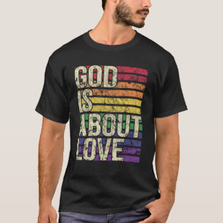 Camiseta Deus É Sobre O Amor À Cor Cristã Do Arco-Íris