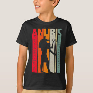 Camiseta Deus Egípcio Anubis Retrai Hieroglifos Egípcios
