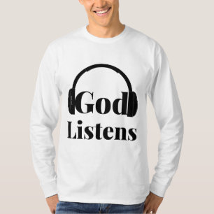 Camiseta Deus escuta citação baseada na fé