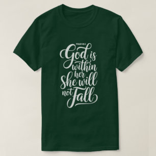 Camiseta Deus Está Dentro Dela Salmo 46:5 Verde Cristão