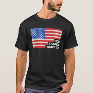 Camiseta Deus Família América Eu Amo Meu País Patriótico EU