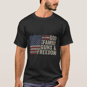 Camiseta Deus Família Armas E Liberdade - Pro Arma Vintage 