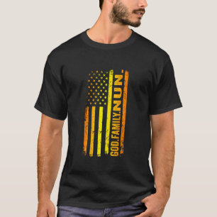 Camiseta Deus Família Freira Bandeira Americana dos EUA Dia