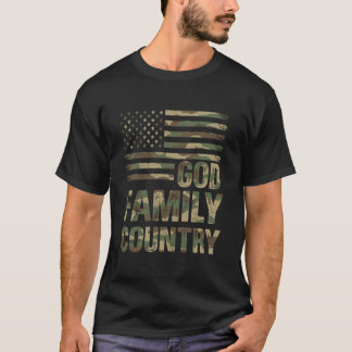 Camiseta Deus Família País Camuflagem Patriótico Cristão Ba