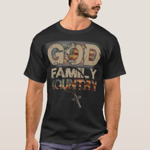 Camiseta Deus Família País EUA Bandeira Patriótica Crist