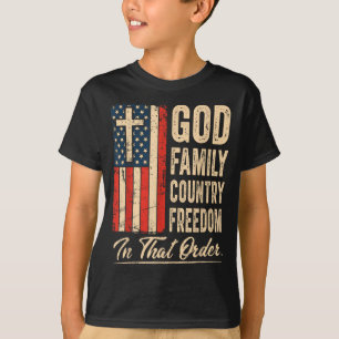 Camiseta Deus Família País Liberdade Nessa Ordem Bandeira D