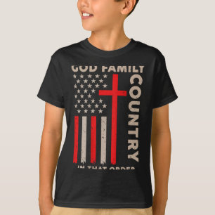 Camiseta Deus Família País Nessa Ordem Patriota Cristão