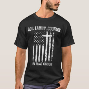 Camiseta Deus Família País Nessa Ordem Patriótico Cristi