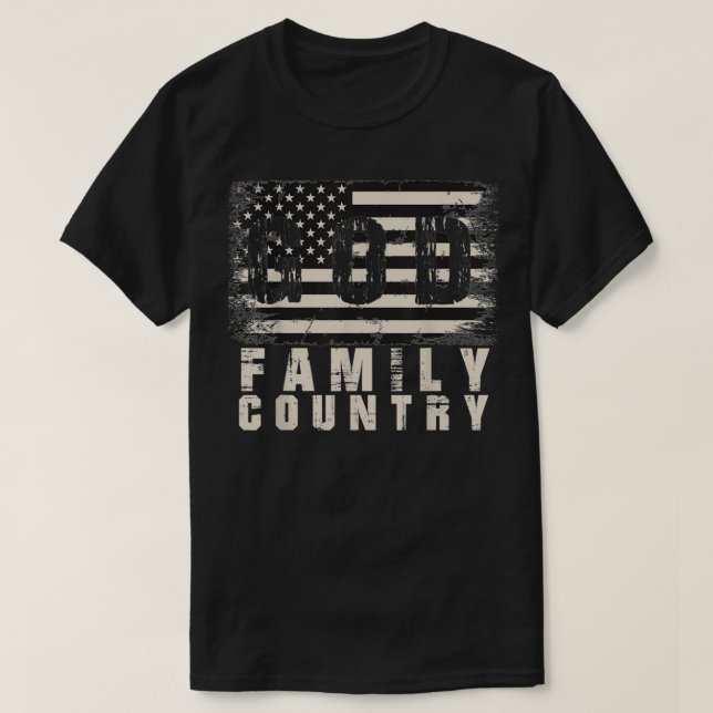Camiseta Deus Família País Patriótico Soldado Orgulhoso EUA (Frente do Design)