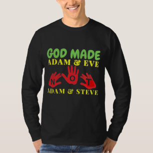 Camiseta Deus Fez Adão e Eva Não Adão e Steve