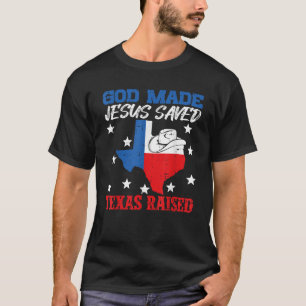 Camiseta Deus fez Jesus salvar Texas erguendo bandeiras do 
