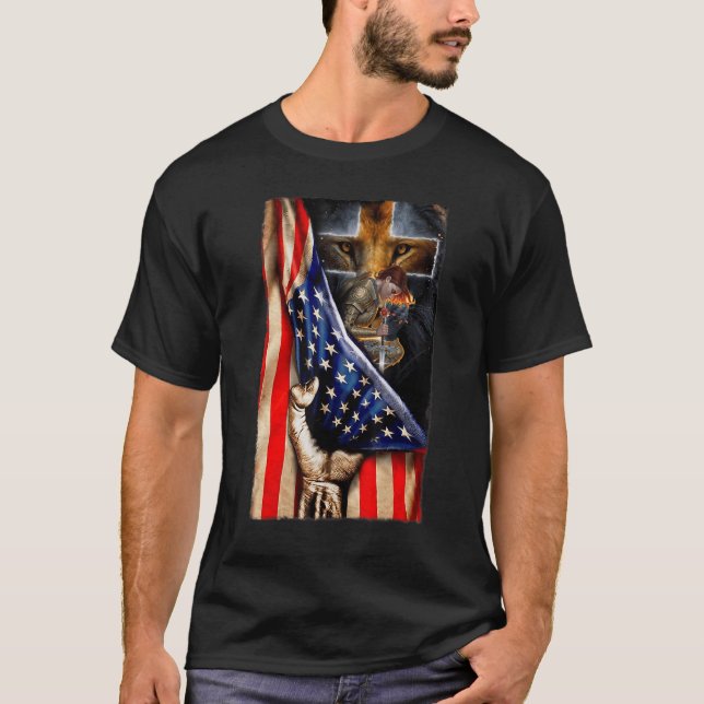 Camiseta Deus Guerreiro Do Cristo Jesus Leão De Judah Cross (Frente)