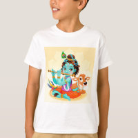 Deus indiano de Krishna que joga a ilustração da