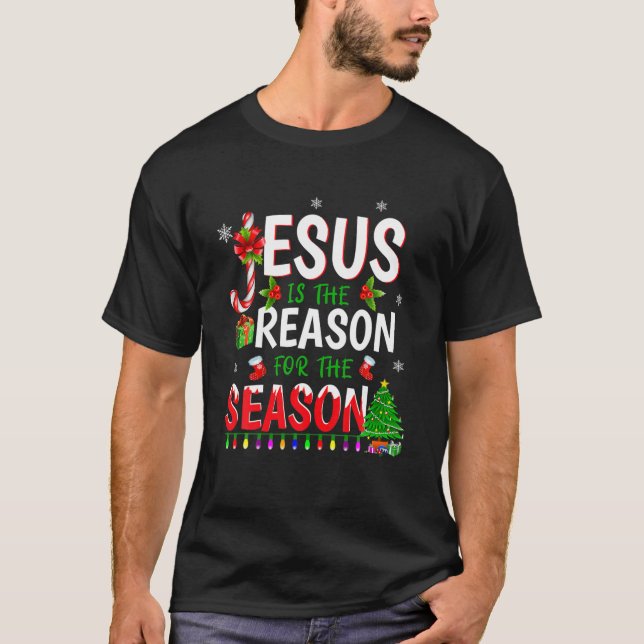 Camiseta Deus Jesus Cristo É A Razão Para O Vaso De Natal (Frente)