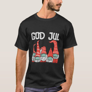 Camiseta Deus Jul Gnomos Em Máscara Natal Xmas Quarantine P