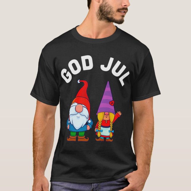 Camiseta Deus Jul Sueco Tomte Gnome Family (Frente)