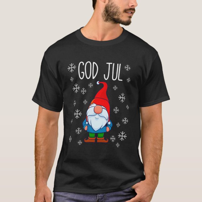 Camiseta Deus Jul Swedish Tomte Gnome Scandinávia Feliz (Frente)