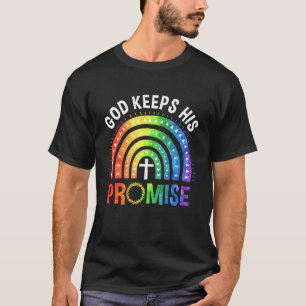 Camiseta Deus Mantém Sua Promessa Bíblia Cristã Rainbow LGB