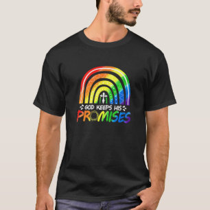 Camiseta Deus Mantém Sua Promessa Bíblia Cristã Rainbow Noa
