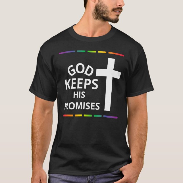 Camiseta Deus Mantém Suas Promessas Arco-Íris Religioso Jes (Frente)