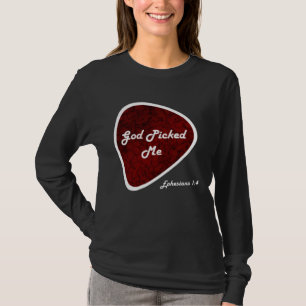 Camiseta Deus Me Escolheu Palheta de Guitarra Efésios 14 Re