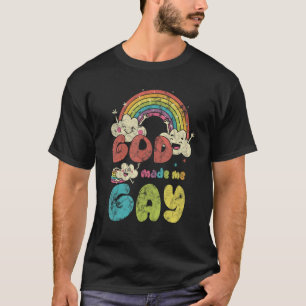 Camiseta Deus Me Fez Gay Rainbow LGBT Apoiar Cristão