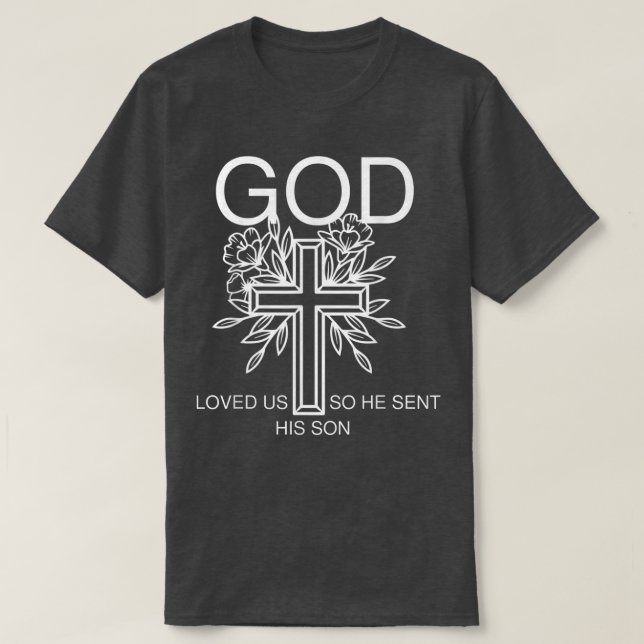 Camiseta Deus nos amava Jesus cristão (Frente do Design)