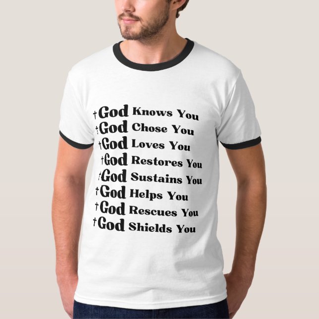 Camiseta Deus O Conhece, Te Ama, Restaura E Resgate (Frente)
