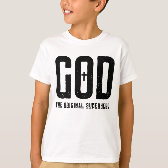 Camiseta Deus O Super Herói Original da Cruz Bíblica (Frente)