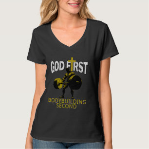 Camiseta Deus Primeiro Fisiculturismo Segundo Ginásio Crist