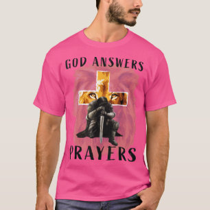 Camiseta Deus Responde Orações Guerreiros Homens Cruz Crist