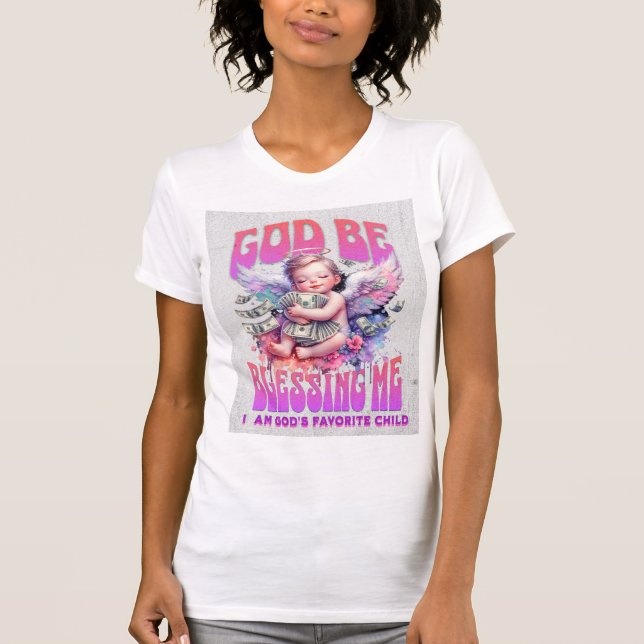Camiseta Deus Seja Bendito - Anjo da Manifestação de Abundâ (Frente)