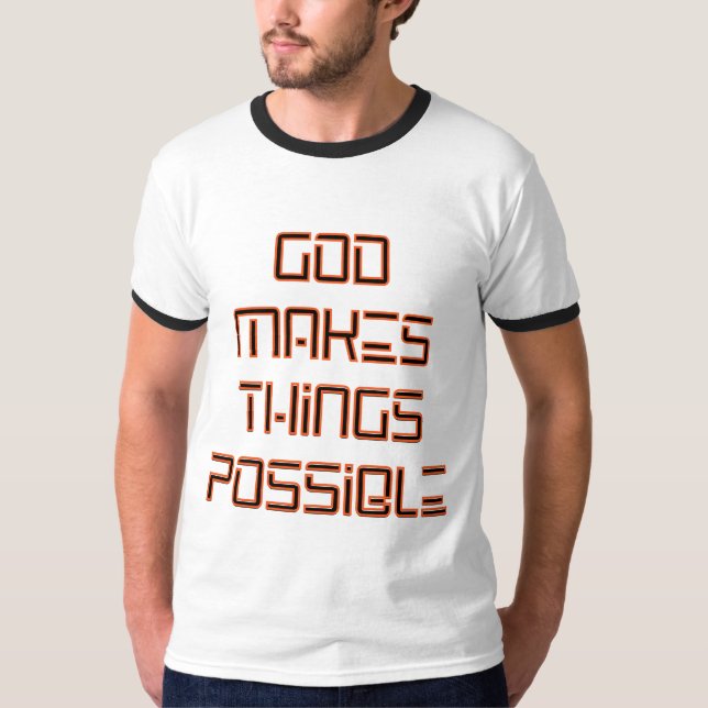 Camiseta Deus Torna As Coisas Possíveis Mens Ringer (Frente)