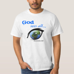 Camiseta Deus vê todas as cotações Bíblias Personalizar