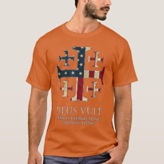 Camiseta Deus Vult Não Estou Sozinho Isaías 4110 Cruz Bande