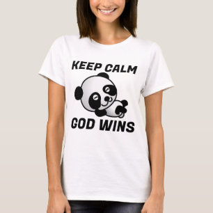 Camiseta DEUS WINS, Panda Bear T-shirts Cristãs