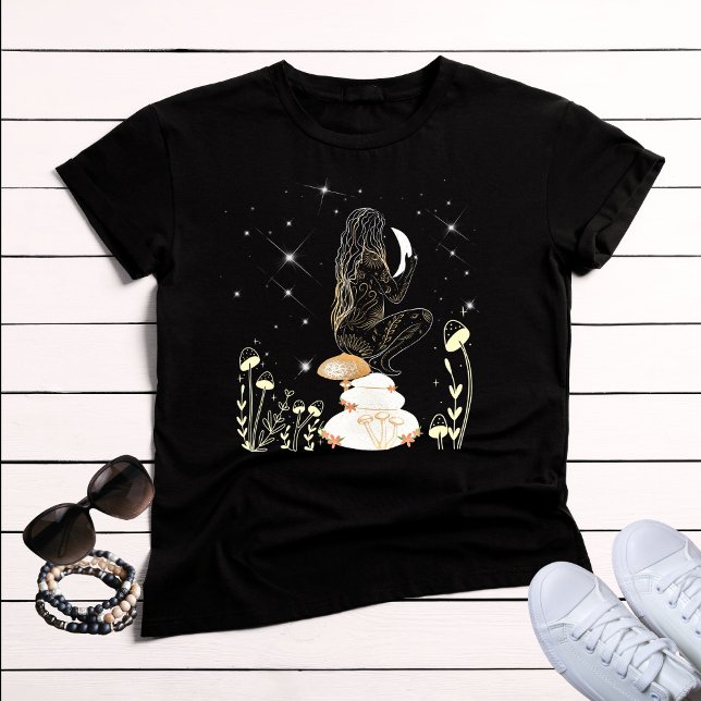Camiseta Deusa do Cogumelo Lua Boho Celestial Mística (Criador carregado)