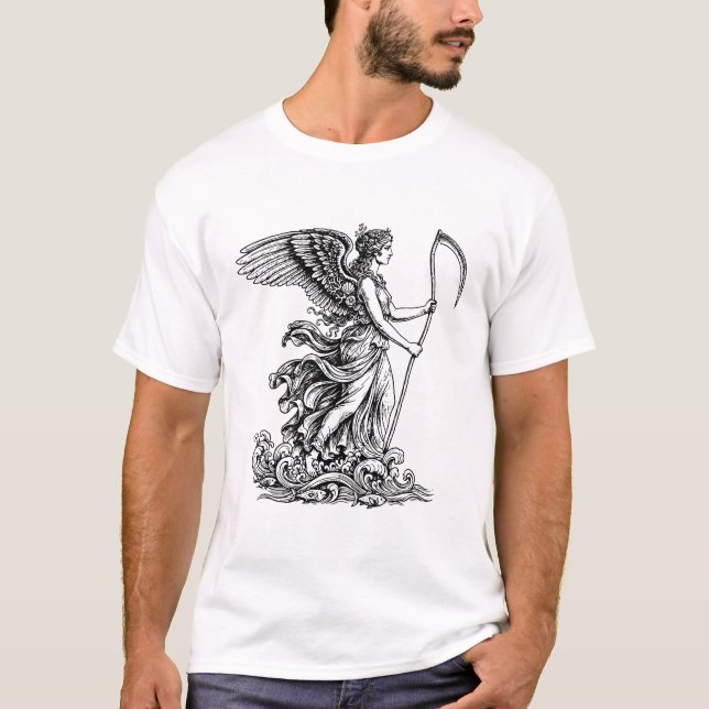 Camiseta deusa grega Vênus o mar com a longa foice (Frente)