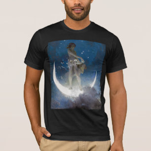 Camiseta Deusa Lua à Noite Espalhando Estrelas