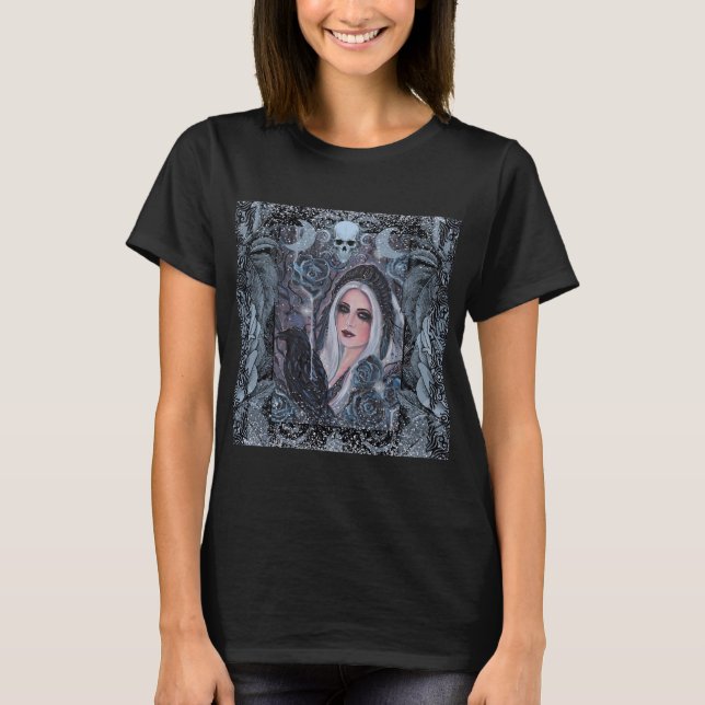 Camiseta Deusa Morrigan com corvo de Renee (Frente)