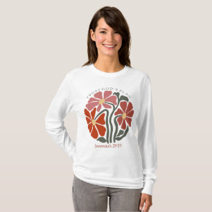 Camiseta Deuses confiantes planejam Bíblia Verse Wildflower