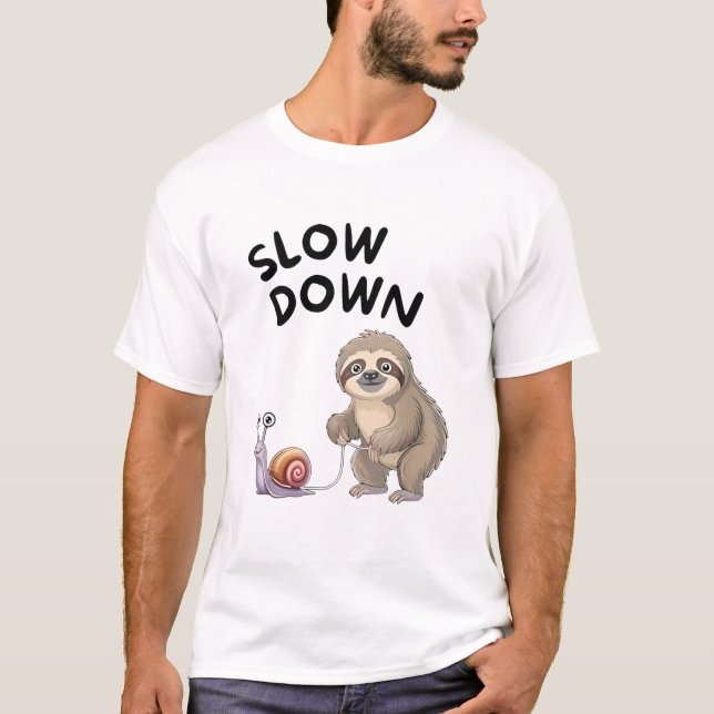 Camiseta Devagar - Engraçado De Lama De Caracol (Frente)