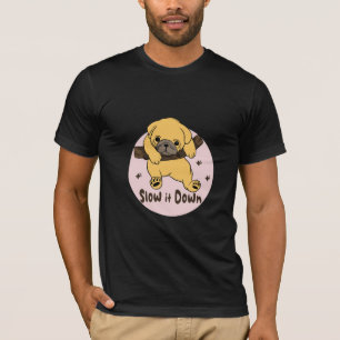Camiseta Devagar o cachorrinho fofo Kawaii pendurado num ga